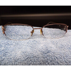 Splendor SP 809 Eyeglasses Frames 51-17-135 Metal Half Rim Frames Brown Temples